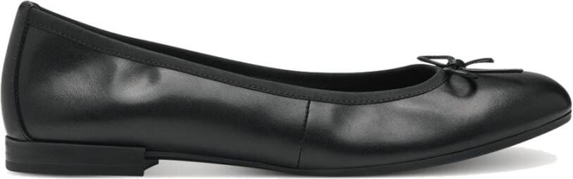tamaris Zwarte Leren Ballerina Essentials Stijl Black Dames