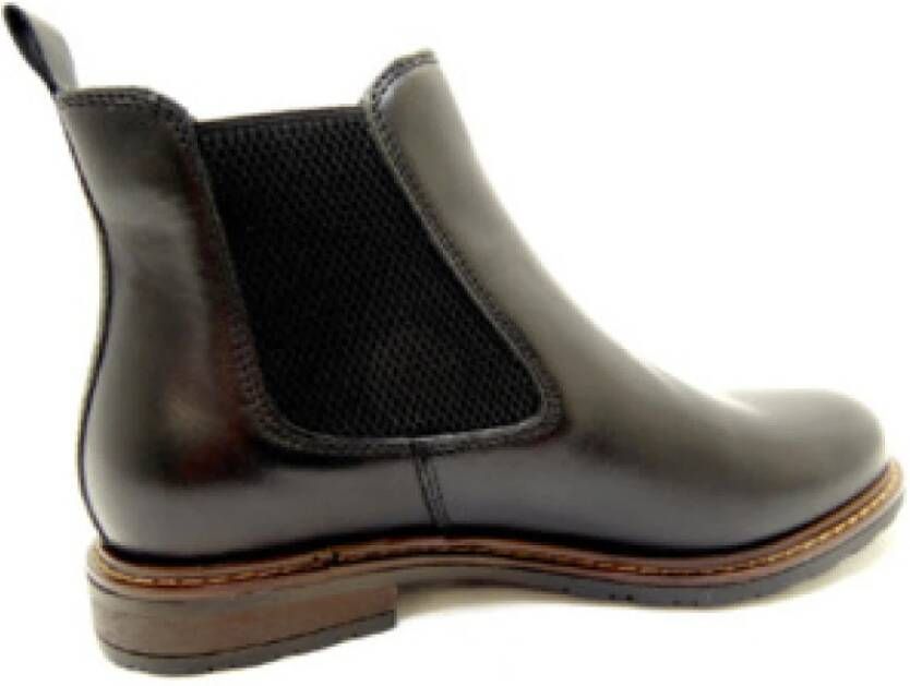 Tamaris Zwarte leren damessandalen