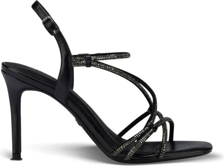 Tamaris Zwarte metalen elegante open sandalen Black Dames