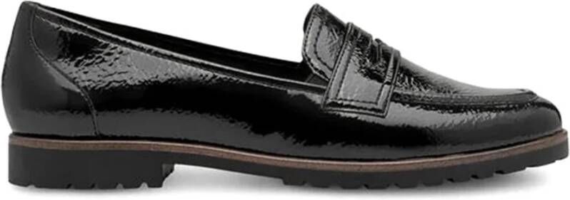 Tamaris Zwarte platte loafers met gespdetail