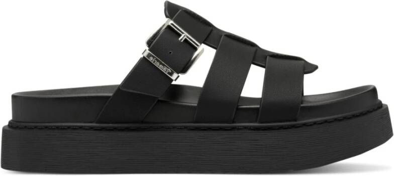 Tamaris Zwarte platte sandalen