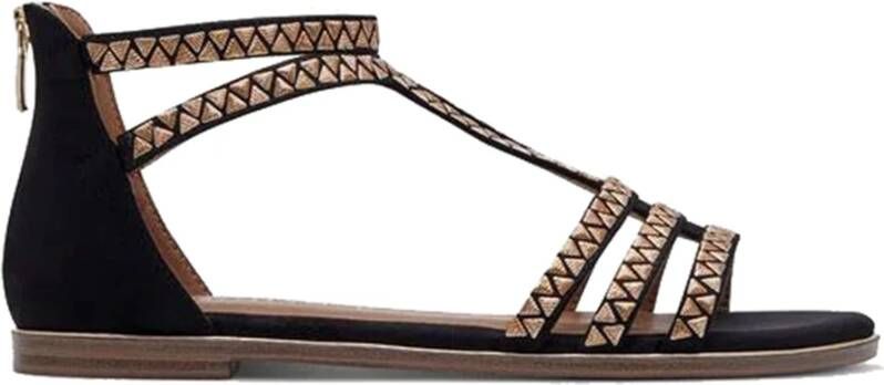 Tamaris Zwarte Sandalen met Strappy Design en Geometrische Decoraties