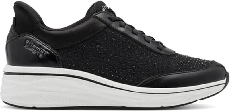 Tamaris Zwarte Sneakers met Glanzende Details