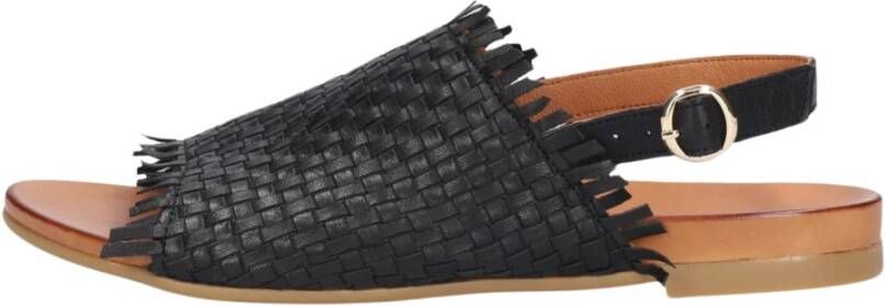 Tango Gevlochten Franje Leren Sandalen Black Dames
