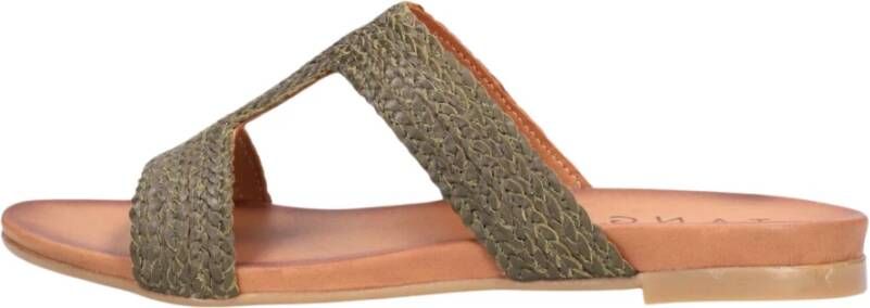 Tango Groene Mila Slippers met H-vormige Leren Band