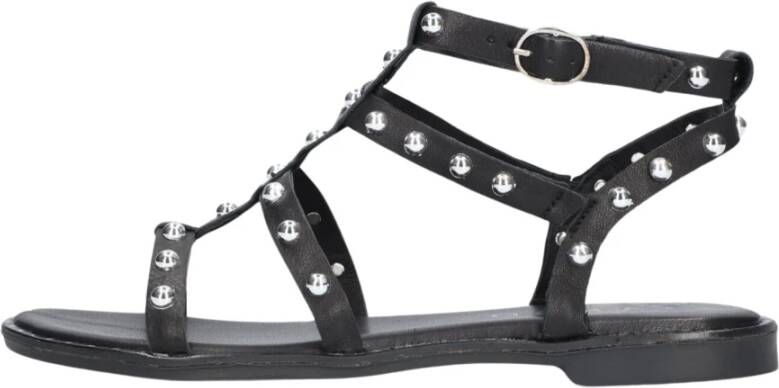 Tango Zwarte Leren Sandalen met Zilveren Studs Black Dames