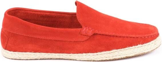 Testoni Handgemaakte Suède Espadrilles Ortholite Binnenzool Orange Heren