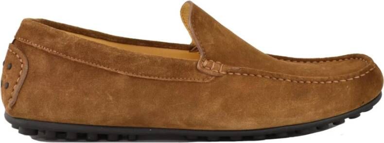 Testoni Leren Schoenen Rubberen Zool Brown Heren