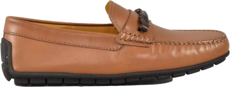Testoni Leren Schoenen Rubberen Zool Brown Heren