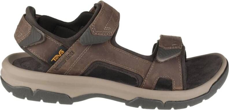 Teva Bruine leren herensandaal voor wandelingen