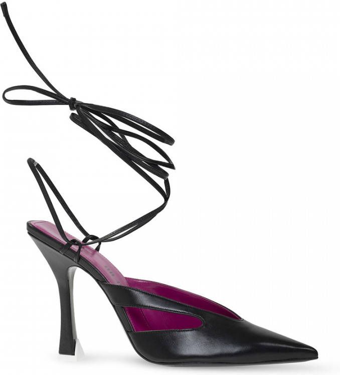 The Attico Zwarte leren stilettohak sandalen - Foto 4