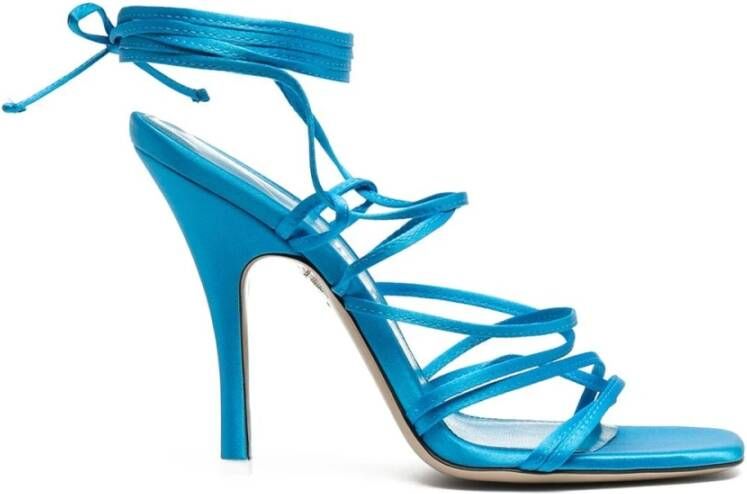 The Attico Azure Sandalen met Veters en Hoge Hakken Blue Dames