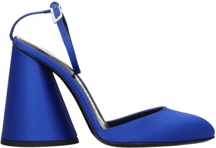 The Attico Blauwe Satijnen Hoge Hak Sandalen met Gesp