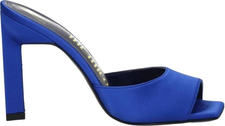 The Attico Blauwe Satijnen Stiletto Hakken Sandalen