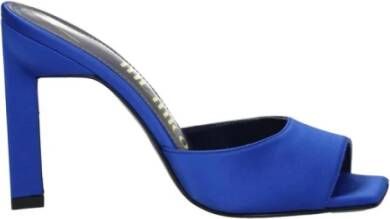 The Attico Blauwe Satijnen Strass Hoge Hak Sandalen