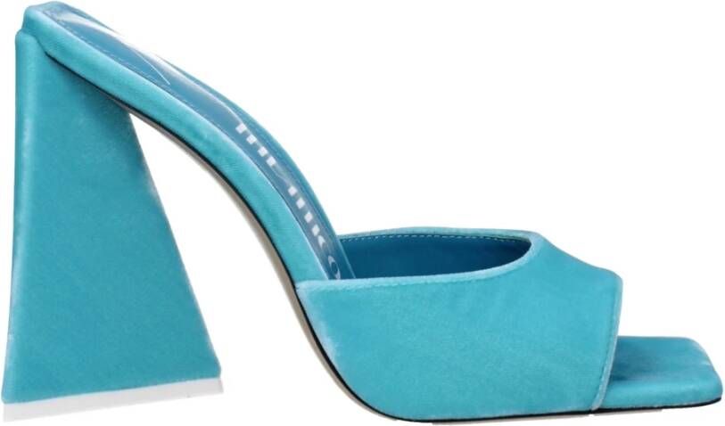 The Attico Blauwe Velvet Hoge Hak Sandaal