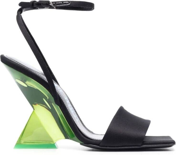 The Attico Cheope Poly Sleehak Sandalen Zwart Groen Transparant Black Dames