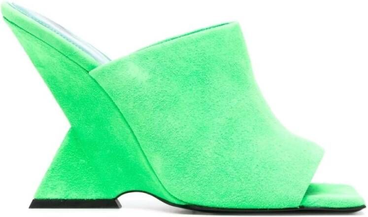 The Attico Groene vierkante neus sandalen Green Dames