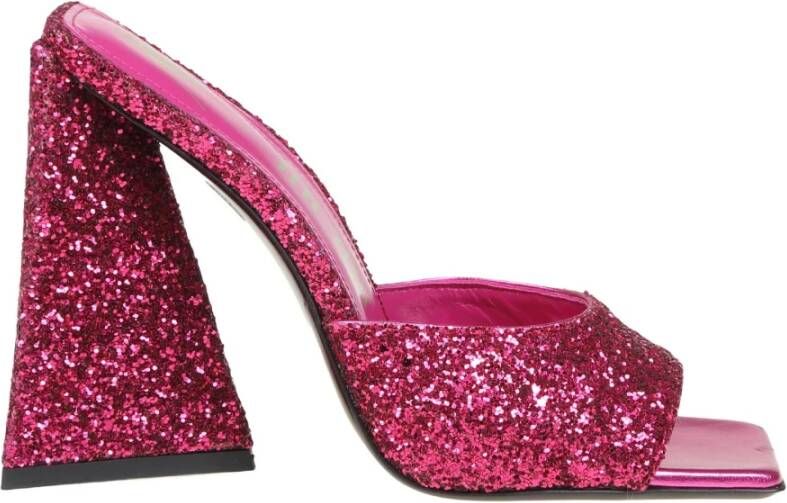 The Attico Fuchsia Glitter Vierkante Neus Muiltjes Pink Dames