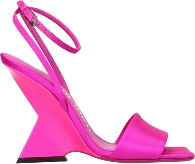 The Attico Fuchsia Satijnen Hoge Hak Sandalen