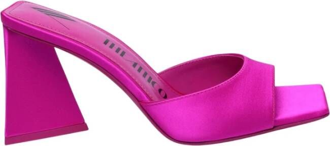 The Attico Fuchsia Satijnen Sandalen met Pyramidehak