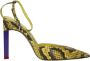 The Attico Gele leren sandaal slangenprint - Thumbnail 1