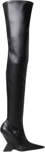 The Attico Zwarte Overknee Laarzen met Piramidehak Black Dames