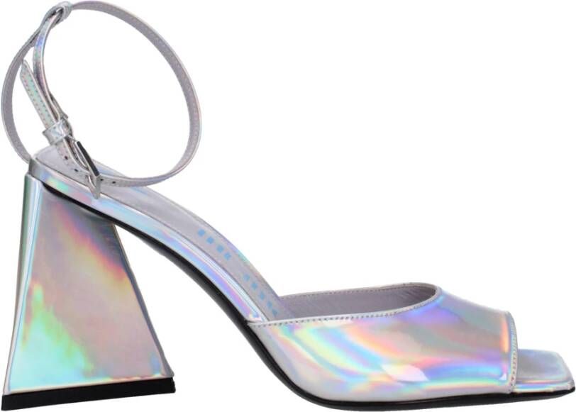 The Attico Zilveren Holografische Hoge Hak Sandalen Gray Dames