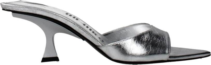 The Attico Grijze Leren Sandaal in Zilver