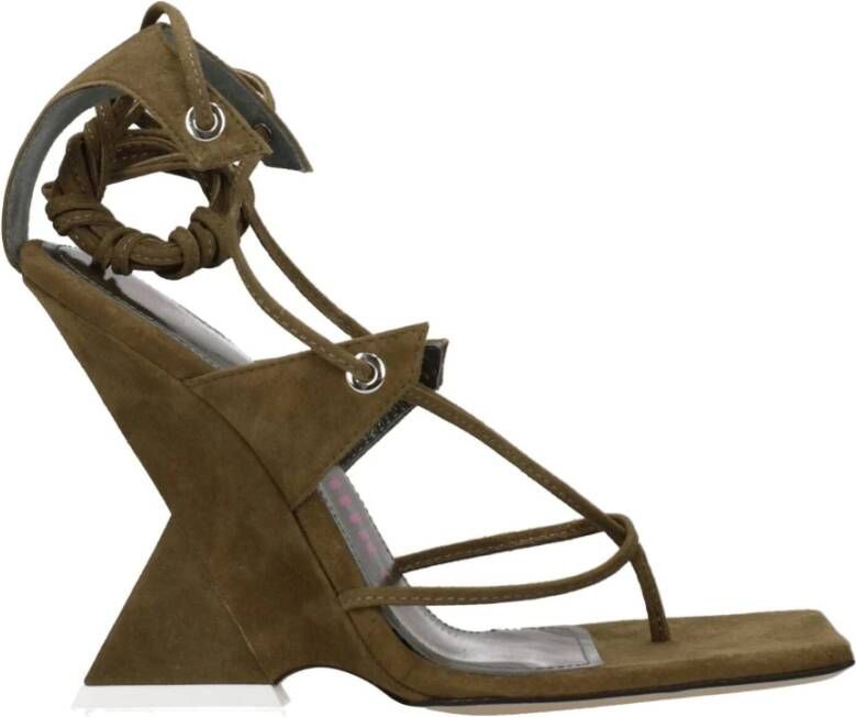 The Attico Groene Leren Flip-Flop Sandaal