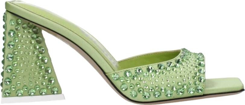 The Attico Groene Satijnen Stiletto Hak Sandalen