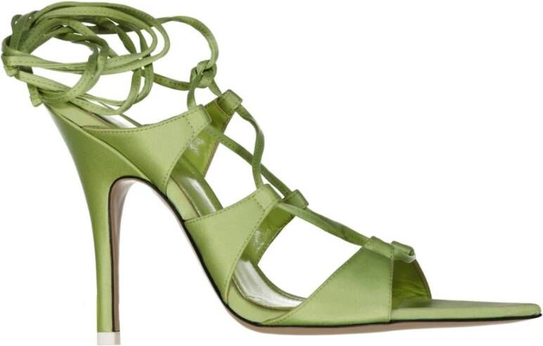 The Attico Groene Satijnen Vetersandalen