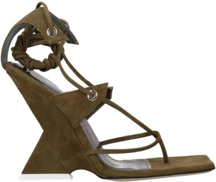 The Attico Groene Suède Flip-Flop Sandalen