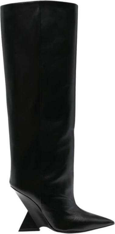 The Attico Stijlvolle Zwarte Leren Enkellaarzen Black Dames