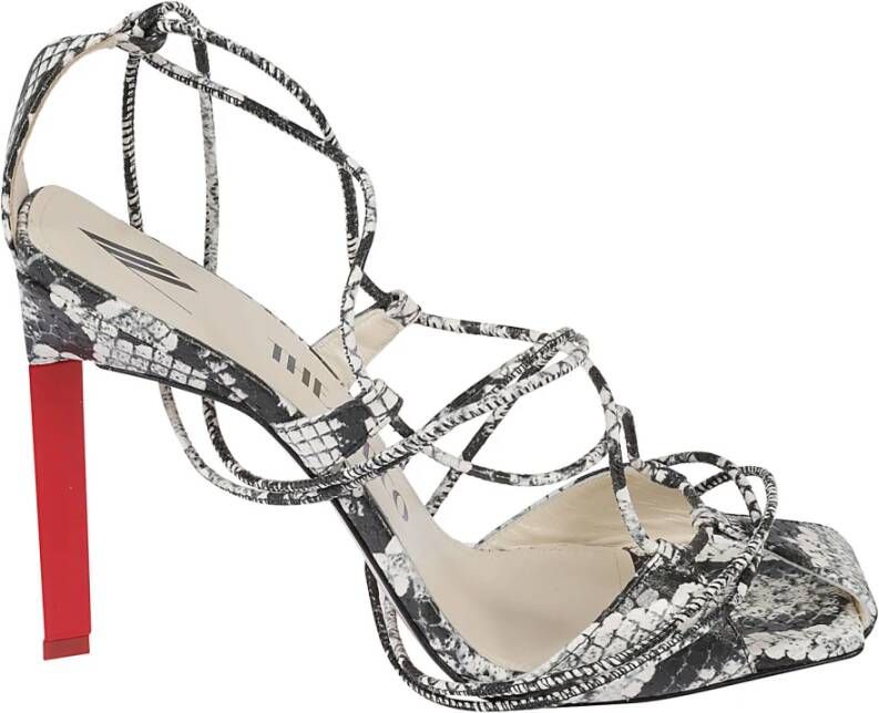 The Attico Adele Slangenprint Hoge Hak Sandalen Gray Dames