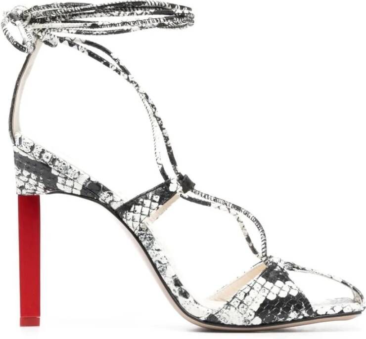 The Attico Adele Slangenprint Hoge Hak Sandalen Gray Dames