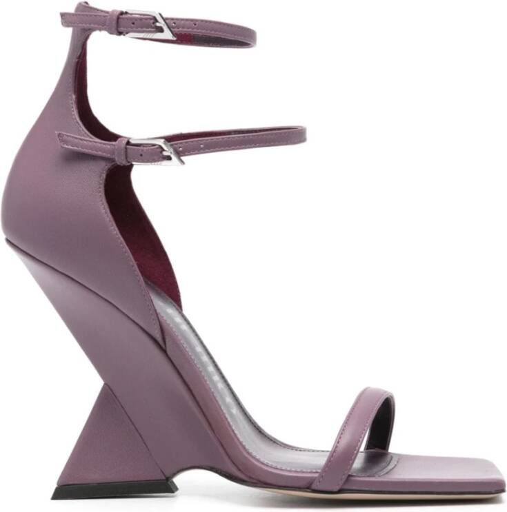 The Attico Lila Leren Sleehak Sandalen Purple Dames