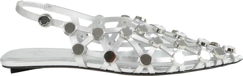 The Attico Metallic Silver Grid Ballerina Schoenen