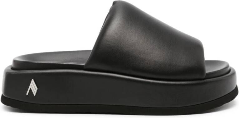 The Attico Mia Leren Flatform Sandalen Black Dames