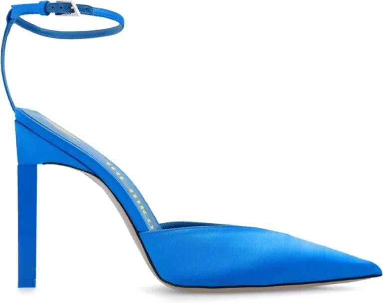 The Attico Lichtblauwe Satijnen Pumps met Puntige Neus Blue Dames