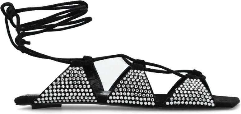 The Attico Zwarte platte schoenen met kristallen Black Dames