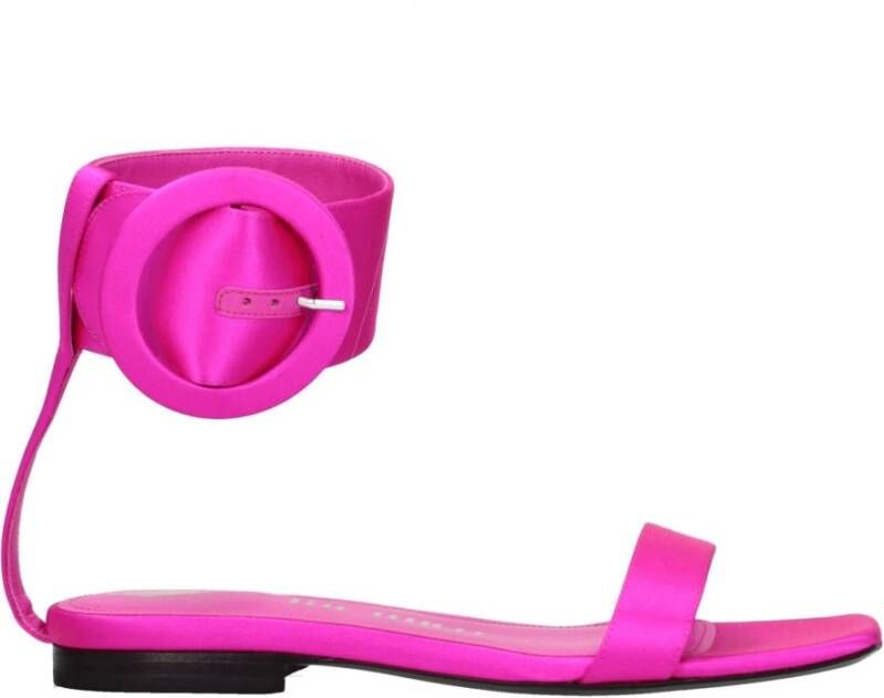 The Attico Roze Satijnen Platte Sandalen