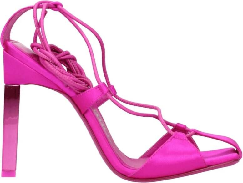 The Attico Roze Satijnen Stiletto Hakken Sandalen