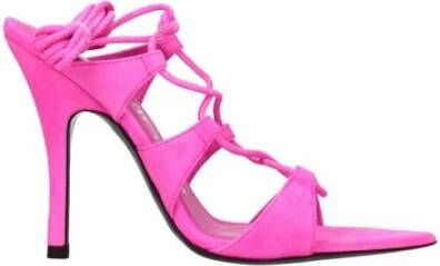 The Attico Roze Suède Puntige Neus Sandalen