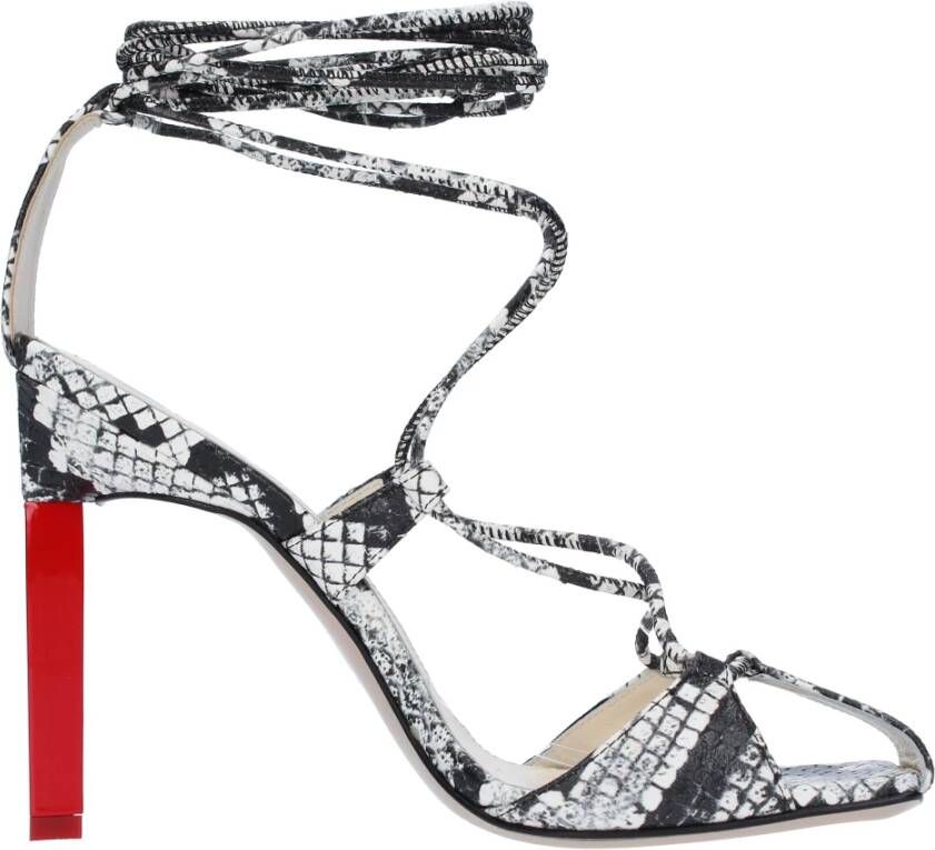 The Attico Adele Slangenprint Hoge Hak Sandalen Gray Dames