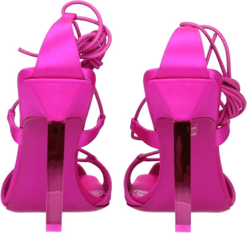 The Attico Roze Satijnen Stiletto Hakken Sandalen