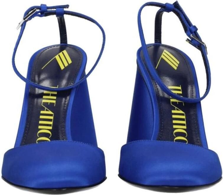 The Attico Blauwe Satijnen Hoge Hak Sandalen met Gesp
