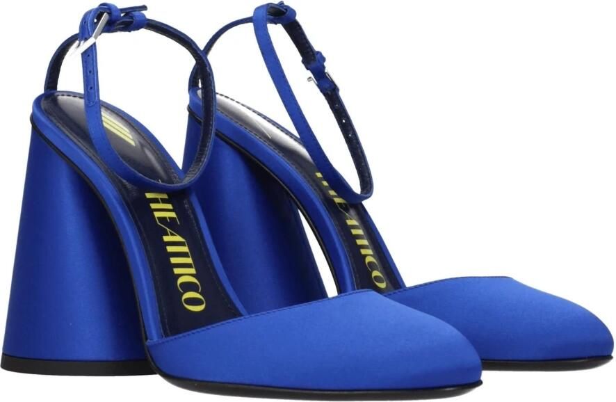 The Attico Blauwe Satijnen Plateau Sandalen