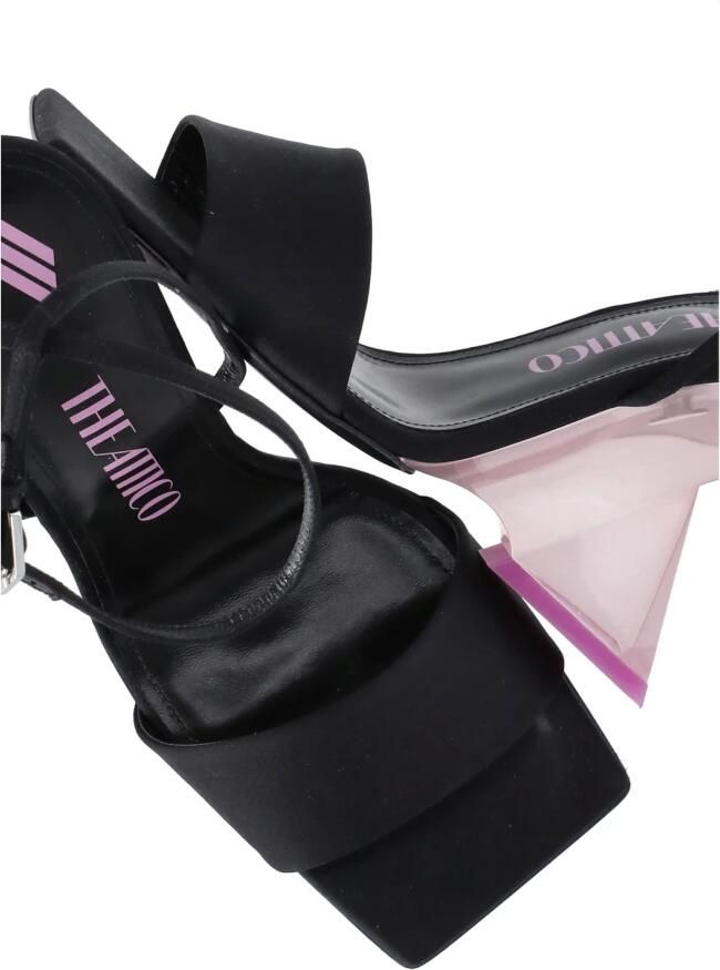The Attico Zwarte Satijnen Stiletto Hakken Sandalen - Foto 3