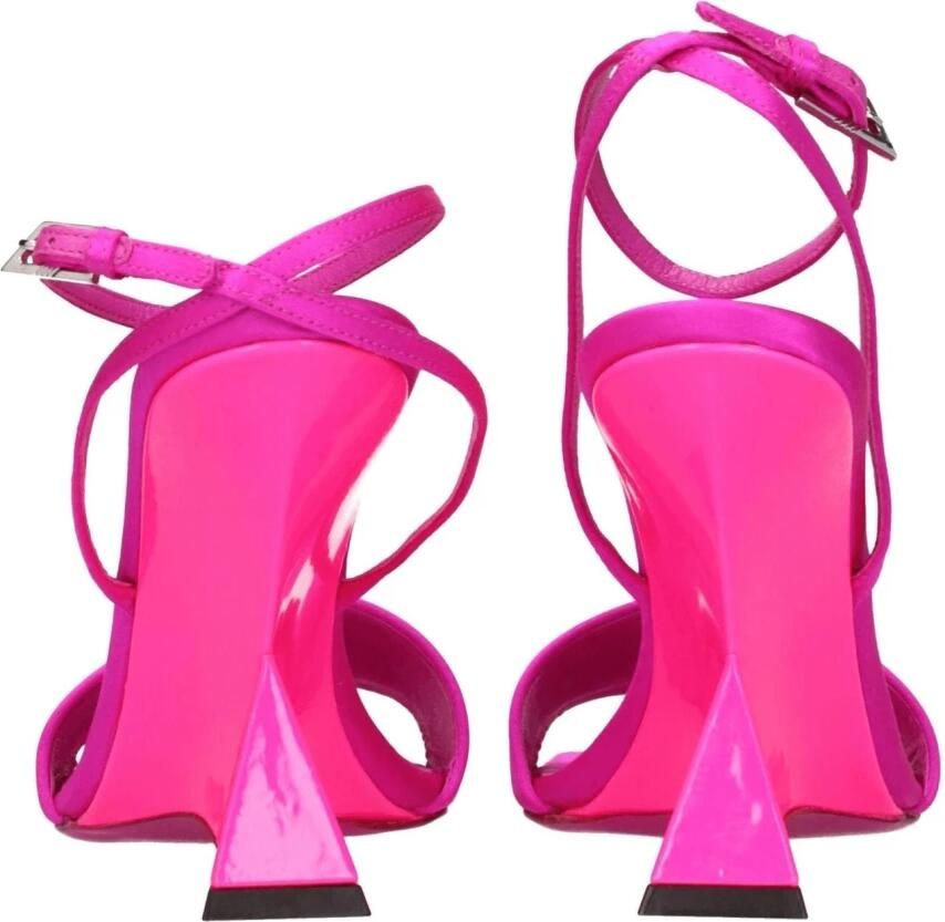 The Attico Fuchsia Satijnen Piramide Sleehak Sandaal